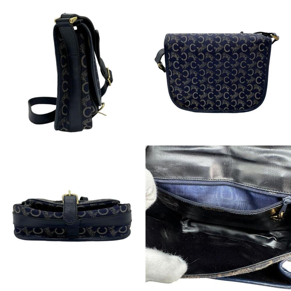 Celine Shoulder Bag Canvas Leather Navy Blue - Picture 2 of 4